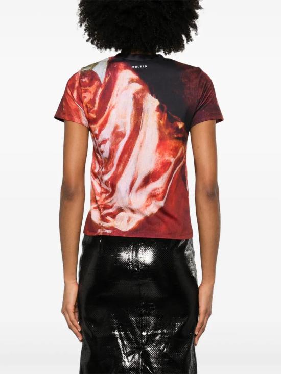  알렉산더 맥퀸 반팔 티셔츠 815507QZAOF dark red - ALEXANDER MCQUEEN