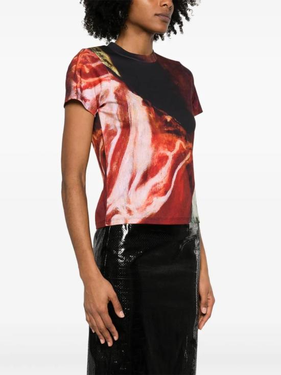  알렉산더 맥퀸 반팔 티셔츠 815507QZAOF dark red - ALEXANDER MCQUEEN