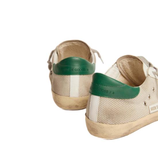  골든구스 스니커즈 슈퍼스타 메시  라이트실버/화이트/바살토 그레이/그린 - GOLDEN GOOSE