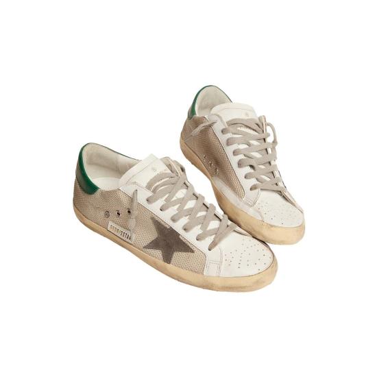  골든구스 스니커즈 슈퍼스타 메시  라이트실버/화이트/바살토 그레이/그린 - GOLDEN GOOSE