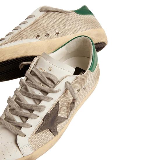  골든구스 스니커즈 슈퍼스타 메시  라이트실버/화이트/바살토 그레이/그린 - GOLDEN GOOSE