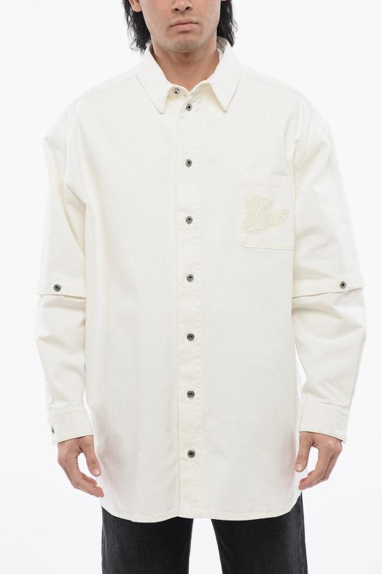  오프화이트 긴팔 셔츠 OMYD059S24 DEN001 0202 White