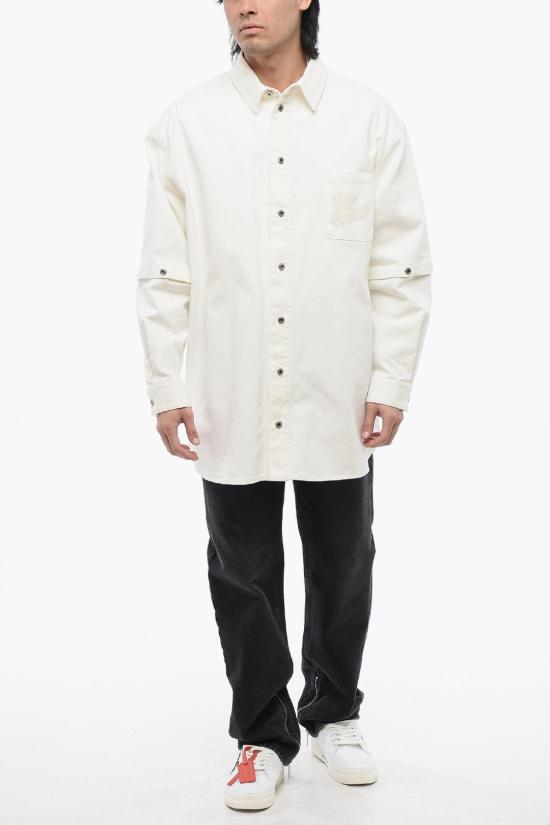  오프화이트 긴팔 셔츠 OMYD059S24 DEN001 0202 White - OFF WHITE