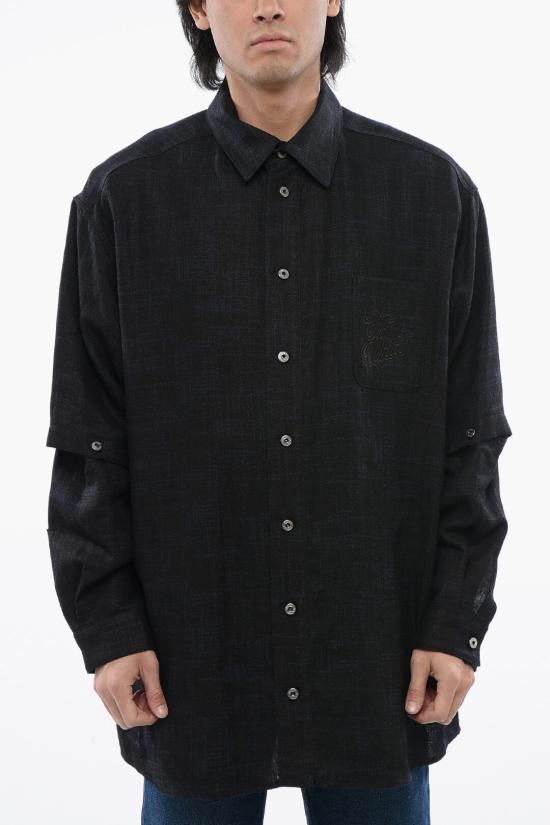  오프화이트 반팔 셔츠 OMES010S24 FAB001 4710 Blue