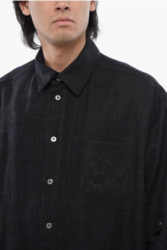  오프화이트 반팔 셔츠 OMES010S24 FAB001 4710 Blue - OFF WHITE