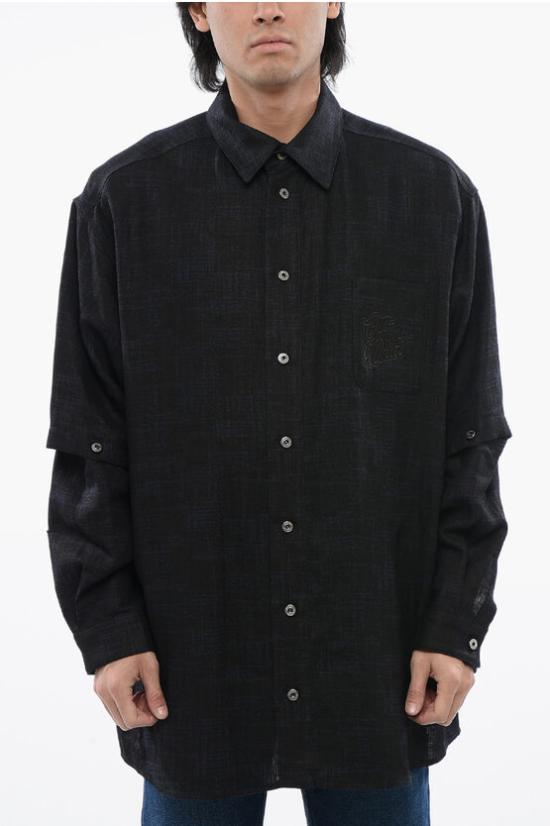  오프화이트 반팔 셔츠 OMES010S24 FAB001 4710 Blue