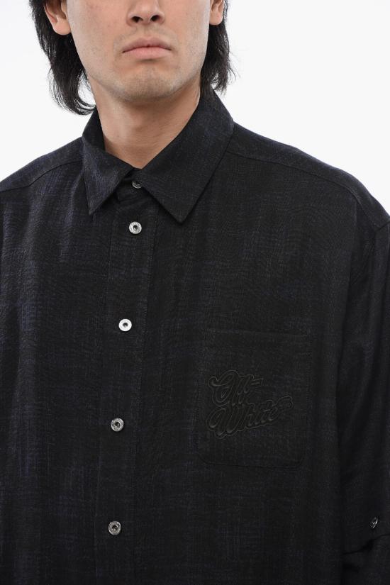  오프화이트 반팔 셔츠 OMES010S24 FAB001 4710 Blue - OFF WHITE