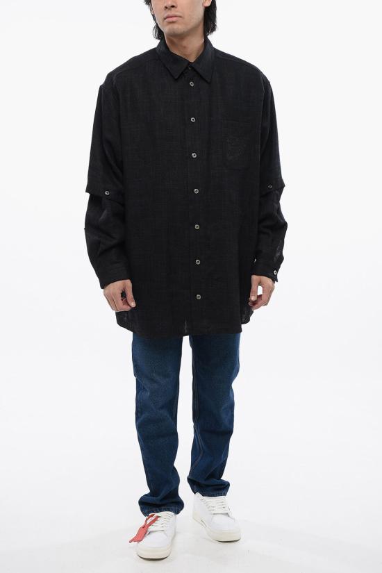  오프화이트 반팔 셔츠 OMES010S24 FAB001 4710 Blue - OFF WHITE