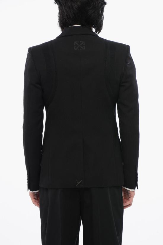  오프화이트 수트 자켓 OMEN094S24FAB0011010 Black - OFF WHITE