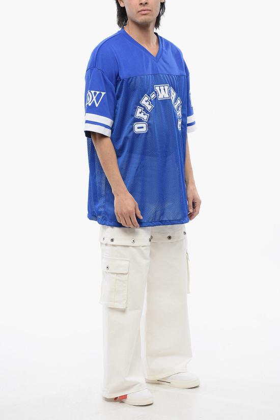  오프화이트 반팔 티셔츠 OMAA169S24JER0024601 Blue - OFF WHITE