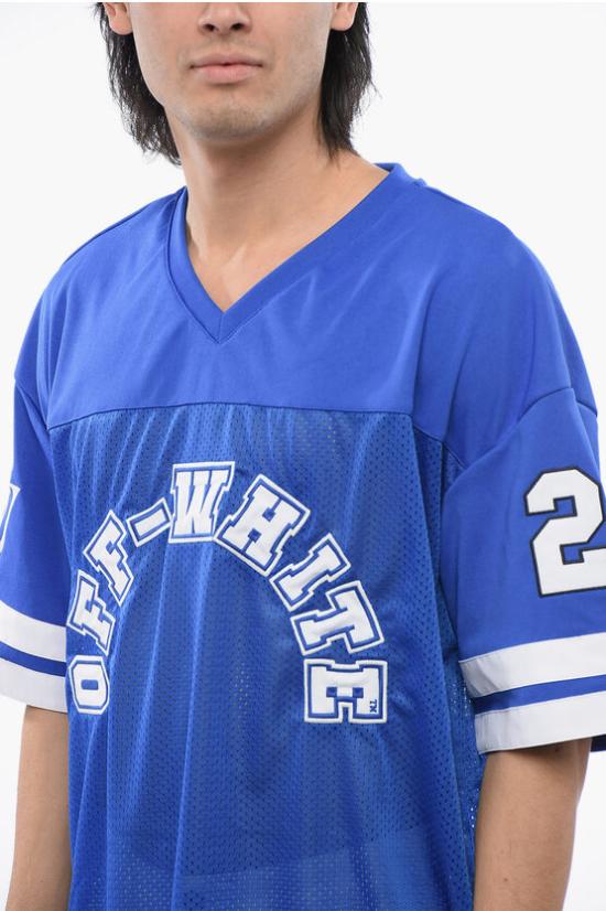  오프화이트 반팔 티셔츠 OMAA169S24JER0024601 Blue - OFF WHITE