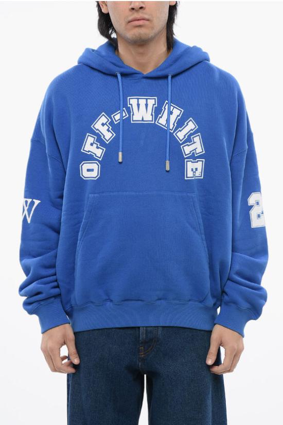  오프화이트 후드 티셔츠 OMBB118S24FLE0054601 Blue