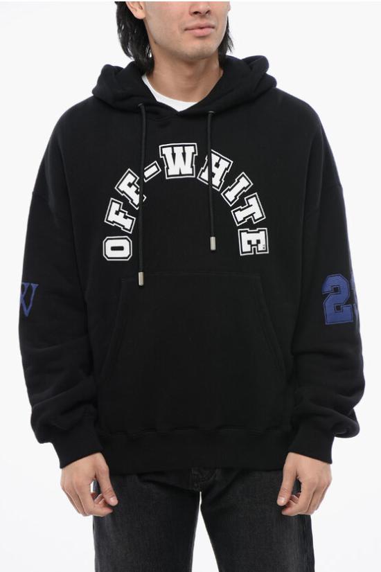  오프화이트 후드 티셔츠 OMBB118S24FLE0051001 Black