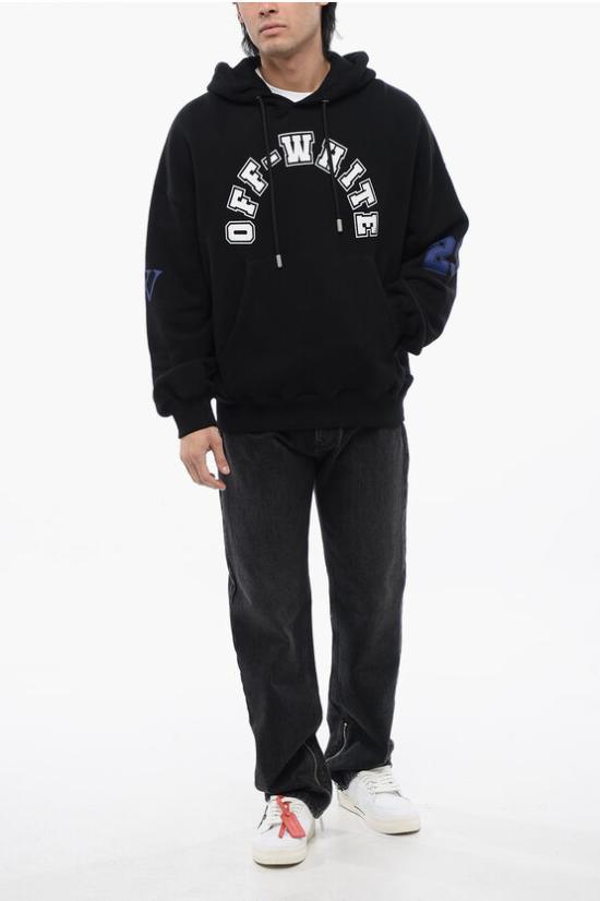  오프화이트 후드 티셔츠 OMBB118S24FLE0051001 Black - OFF WHITE