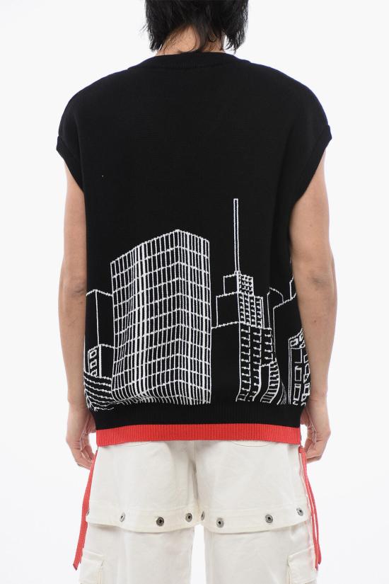  오프화이트 니트 베스트 OMHZ019S24KNI0011001 Black - OFF WHITE