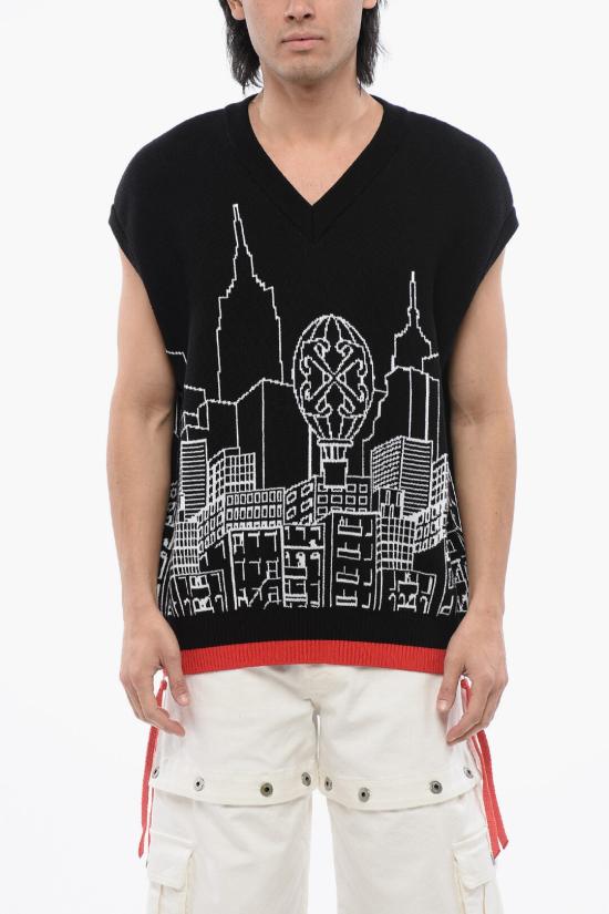  오프화이트 니트 베스트 OMHZ019S24KNI0011001 Black