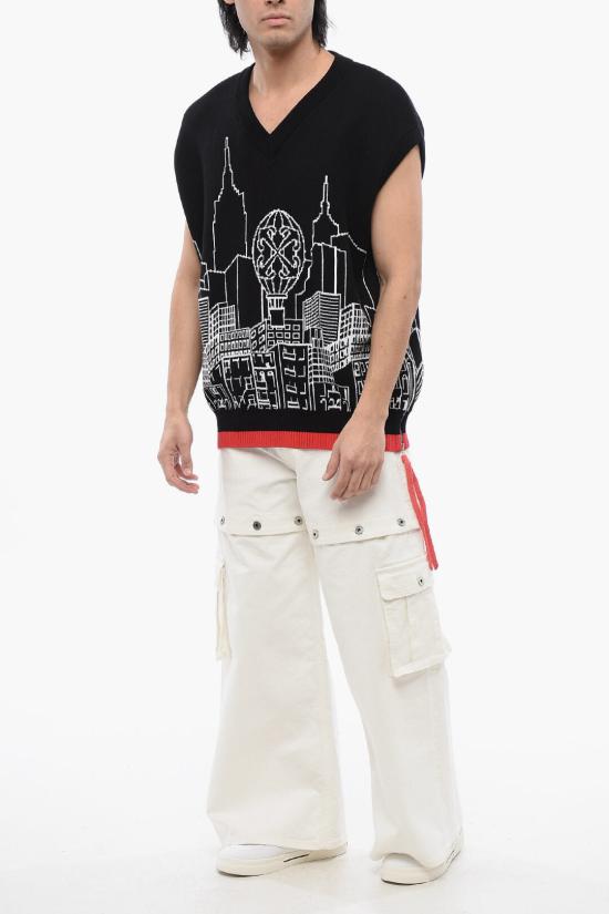  오프화이트 니트 베스트 OMHZ019S24KNI0011001 Black - OFF WHITE