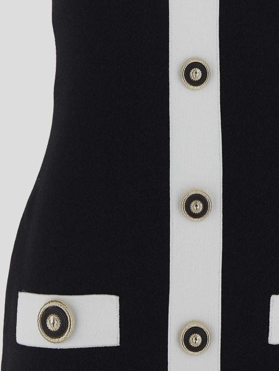 25SS 발망 미디 원피스 EF1R2390KH99 EAB Noir blanc - BALMAIN