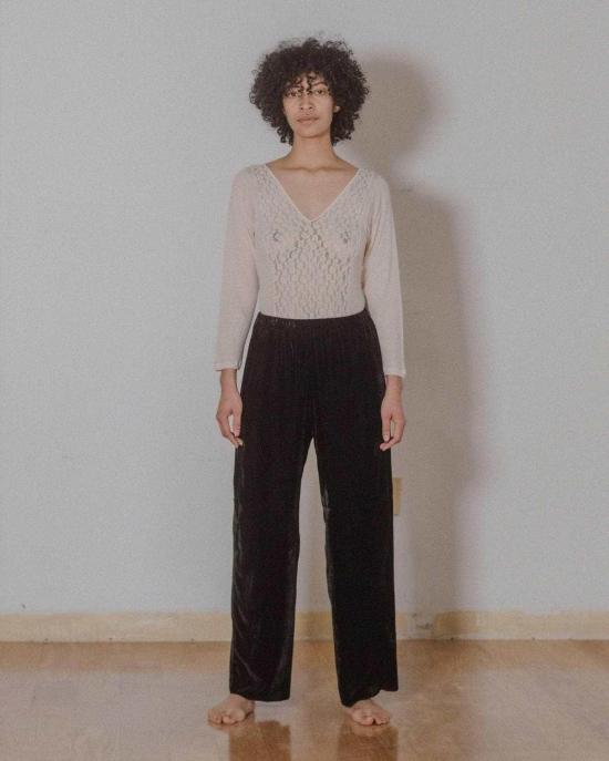  베이스레인지 스트레이트 팬츠 베이스렌지 올린  블랙 - BASERANGE