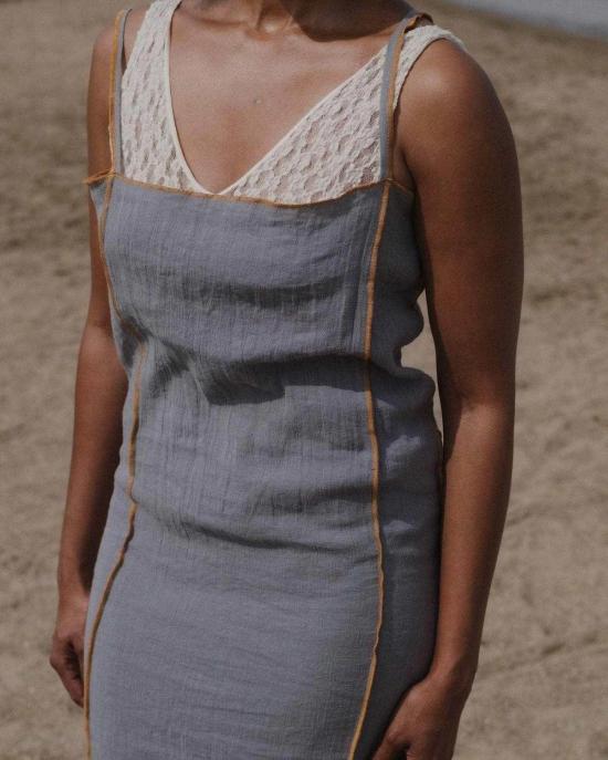  베이스레인지 숏 원피스 Baserange Shok 슬립 드레스 그레이 - BASERANGE