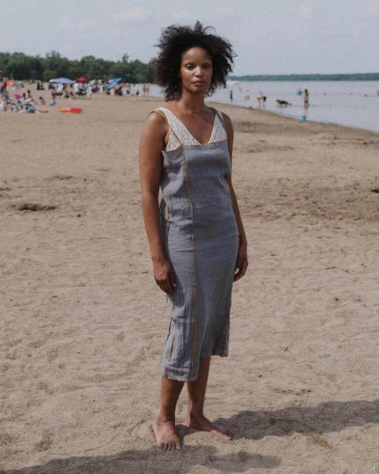  베이스레인지 숏 원피스 Baserange Shok 슬립 드레스 그레이 - BASERANGE