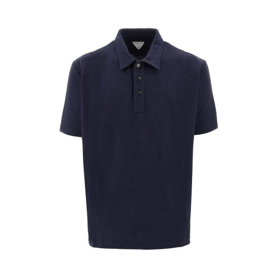  보테가베네타 폴로 티셔츠 BOTTEGA VENETA 피케 폴로 셔츠 시그니처 자수 맨 블루