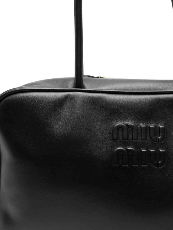 26SS 미우미우 가죽 탑 핸들백 5BB117VMON2CRWF0002 Black - MIU MIU