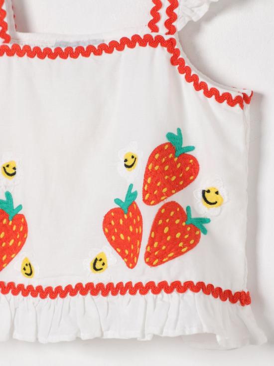 25FW [키즈] 스텔라 맥카트니 탑 TW5A42Z0138 101 Ivory - STELLA MCCARTNEY