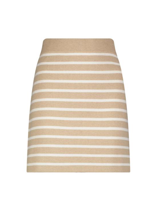  미니 로즈 숏 스커트 풀 니들 스트라이프 미니 스커트 브라운 슈가/화이트 - MINNIE ROSE