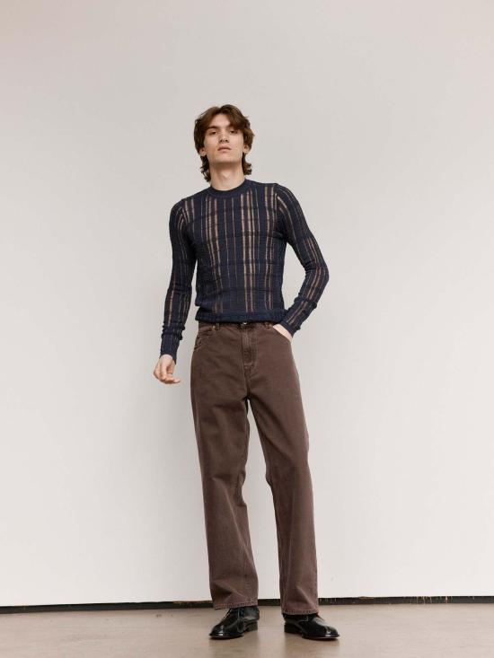  아워레가시 스웨터 아워 레거시 포멀 라운드넥 워시드 네이비 - OUR LEGACY