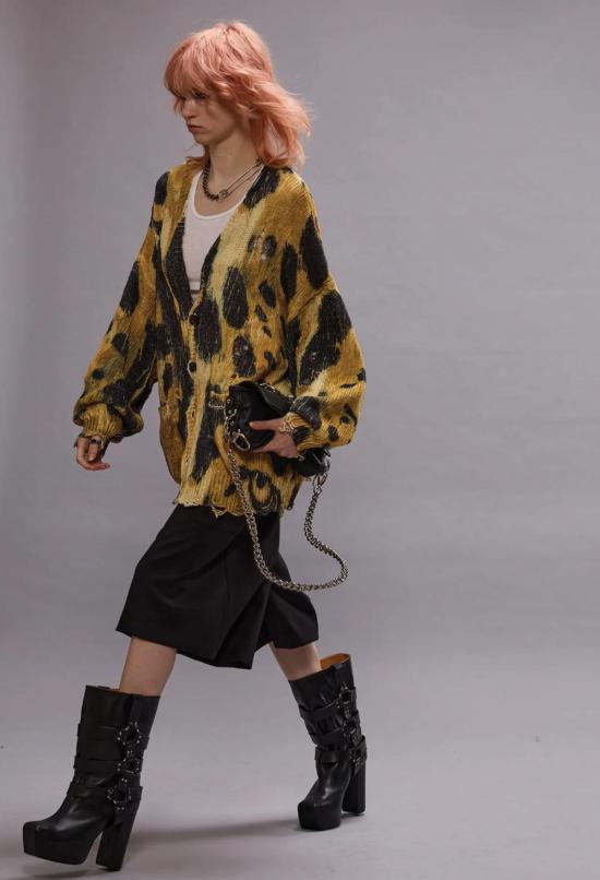  알13 가디건 R13 레오파드 프린트 오버사이즈 스웨터