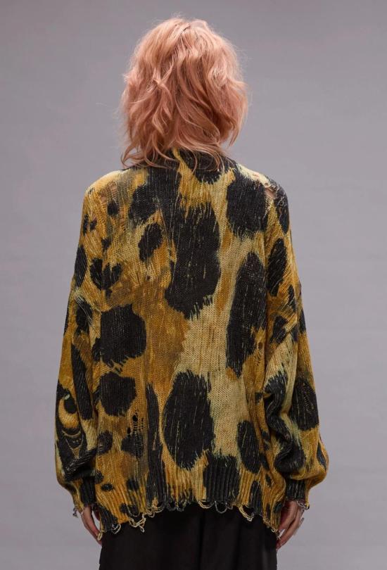  알13 가디건 R13 레오파드 프린트 오버사이즈 스웨터 - R13