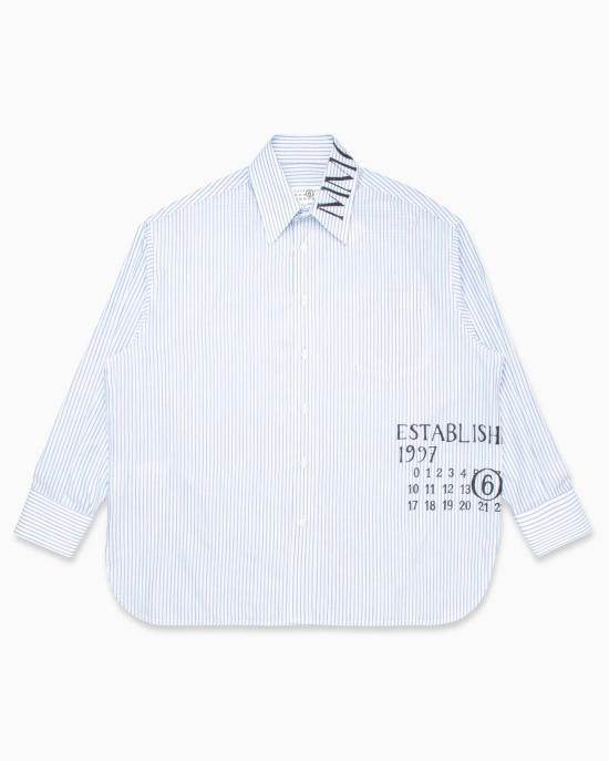  MM6 메종마르지엘라 탑 Mm6 메종 마르지엘라 로고 프린트 셔츠 블루/화이트