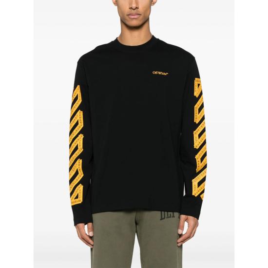 25SS 오프화이트 긴팔 티셔츠 OMAB086S25JE R002 1022 BLACK - OFF WHITE