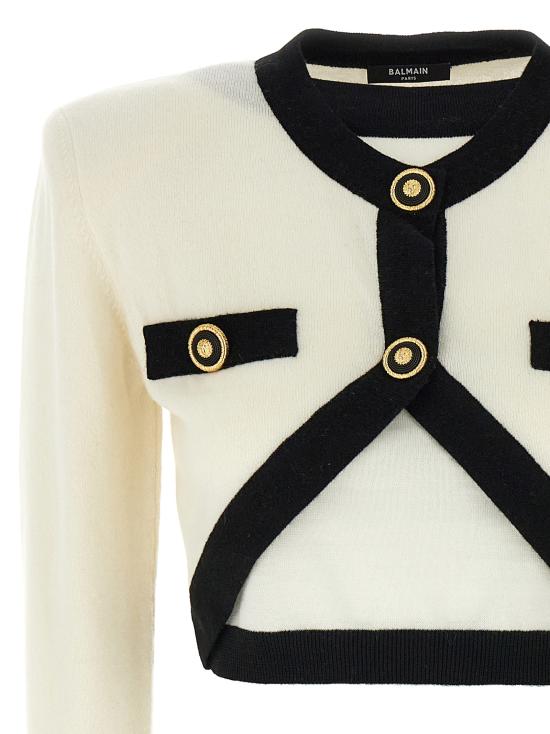 25SS 발망 가디건 EF1KA120KH91GAU White Black - BALMAIN