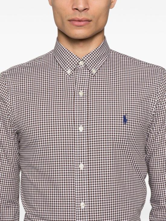  랄프 로렌 긴팔 셔츠 710929345 010 Brown - RALPH LAUREN