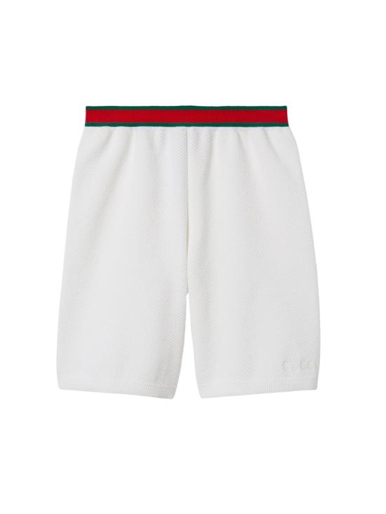 25SS [키즈] 구찌 쇼츠/버뮤다 809676 XKEIS 9060 WHITE GREEN RED