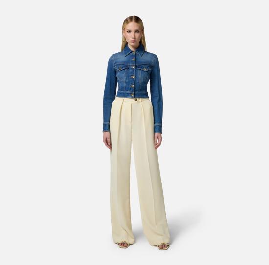 25SS 엘리자베타프랜치 스트레이트 팬츠 PA06451E2 DC7 Lemonade - ELISABETTA FRANCHI