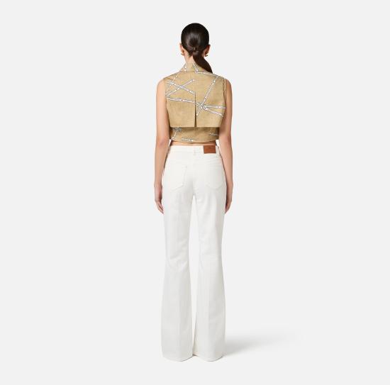 25SS 엘리자베타프랜치 스트레이트 팬츠 PJ93N51E2 360 Ivory - ELISABETTA FRANCHI