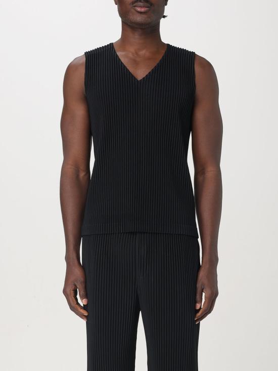 25SS 옴므 플리세 이세이 미야케 V넥 베스트  HP56JE51015 BLACK DOM