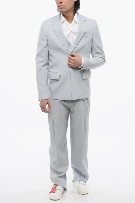  오프화이트 수트 자켓 OMEN063S24FAB0014040 Light blue - OFF WHITE