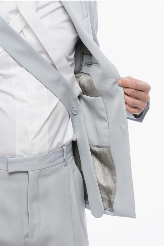  오프화이트 수트 자켓 OMEN063S24FAB0014040 Light blue - OFF WHITE