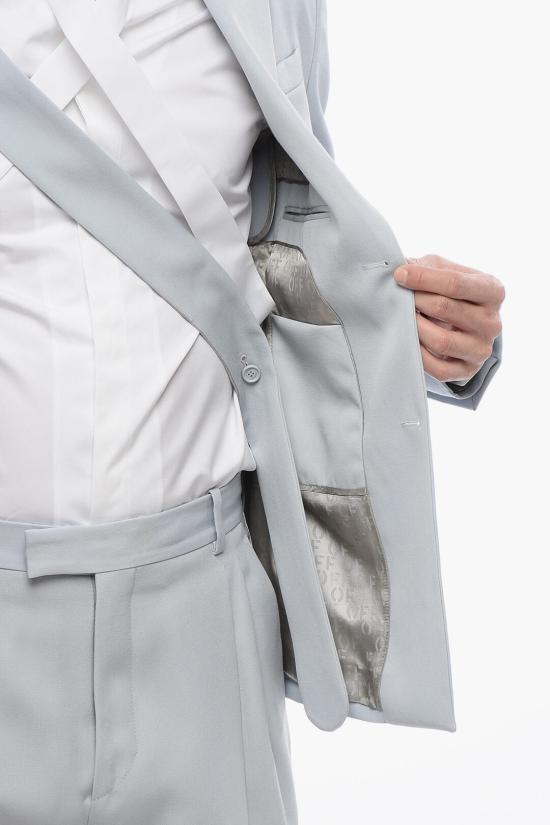  오프화이트 수트 자켓 OMEN063S24FAB0014040 Light blue - OFF WHITE