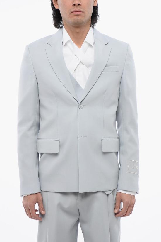  오프화이트 수트 자켓 OMEN063S24FAB0014040 Light blue