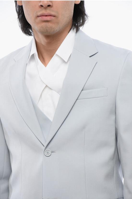  오프화이트 수트 자켓 OMEN063S24FAB0014040 Light blue - OFF WHITE