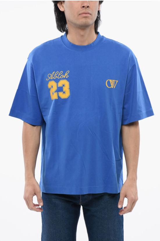  오프화이트 반팔 티셔츠 OMAA120S24JER0084622 Blue