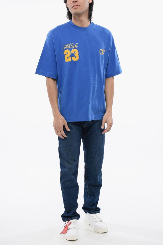  오프화이트 반팔 티셔츠 OMAA120S24JER0084622 Blue - OFF WHITE