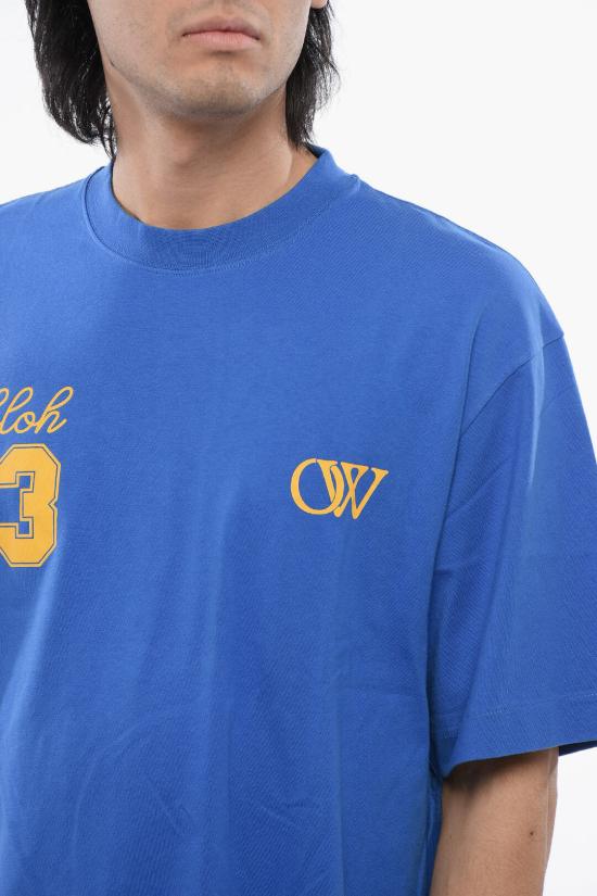  오프화이트 반팔 티셔츠 OMAA120S24JER0084622 Blue - OFF WHITE