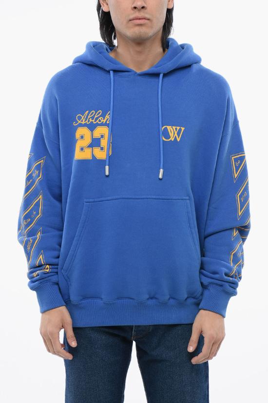  오프화이트 후드 티셔츠 OMBB085S24FLE0124622 Blue