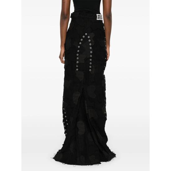 25SS 후 디싸이즈 워 롱 스커트 GROMMET ARCH COAL BLACK - WHO DECIDES WAR